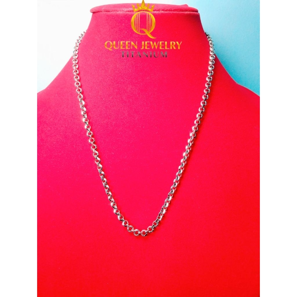 Kalung Titanium Rantai Bulat Rolo Chain – Gaya Mewah & Elegan | Queen Jewelry Titanium