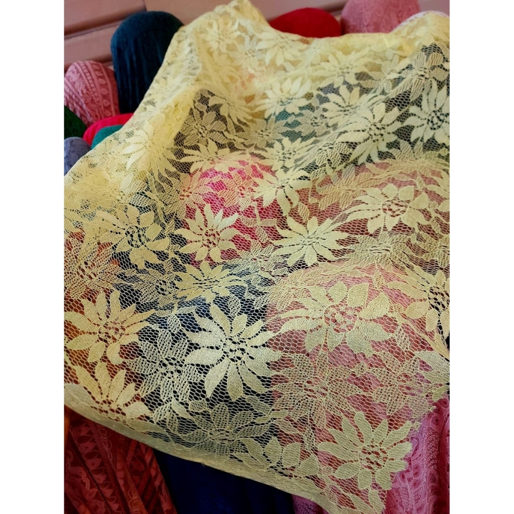 kain brokat premium  - kain brokat kebaya  - kain brokat tulang ( kuning pastel)