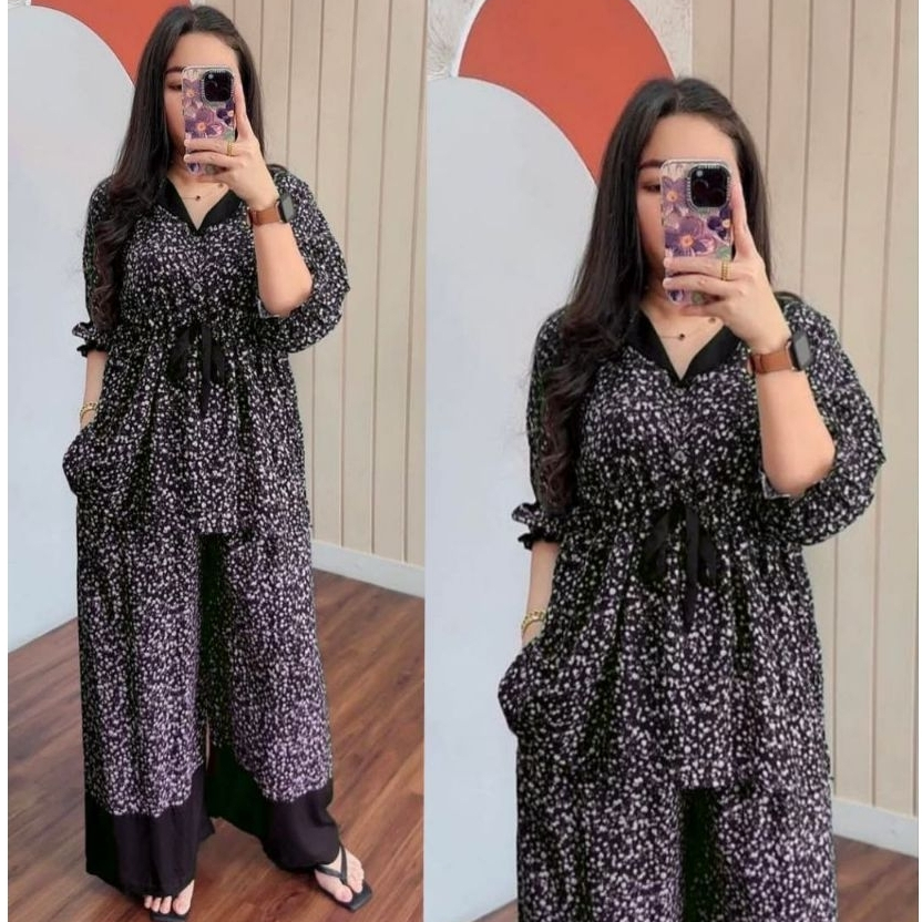 SETELAN WANITA NAYA SET  KULOT CPLP  PANJANG RINTIK MODEL SOPAL SERUT TENGAH RAYON TEBAL BUSUI NASYA