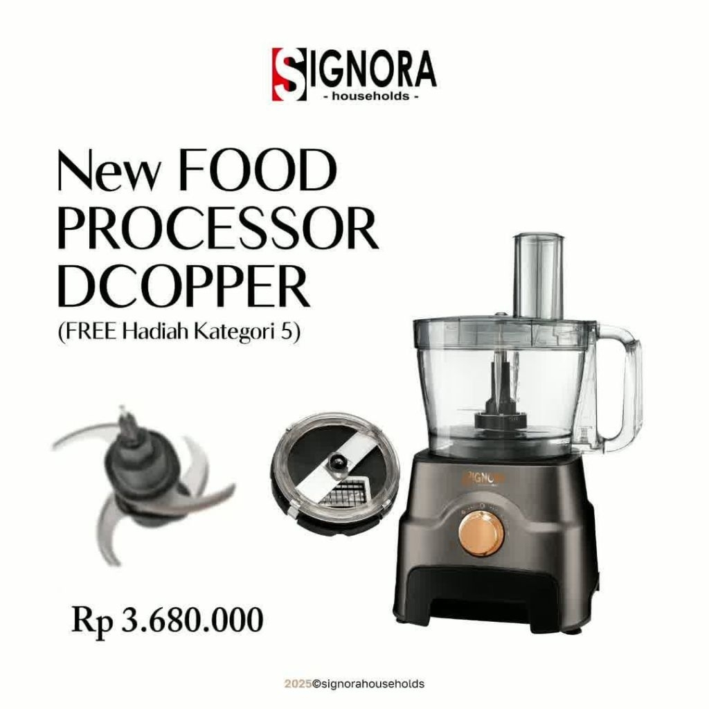Food Processor Signora DCopper - Cubic Cutter + 2 Blade - Tanpa Cubic