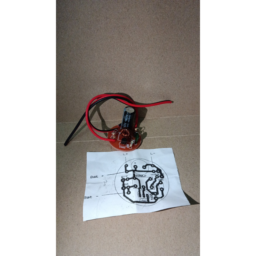 6909 rangkaian joule thief penaik tegangan dari 1.5v ke lampu led