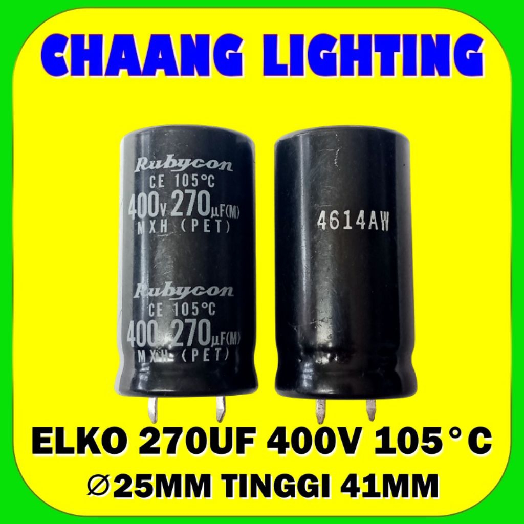 270UF 400V KAPASITOR ELKO 270UF 400V CAPASITOR ELCO 270UF 400V 105°C RUBYCON