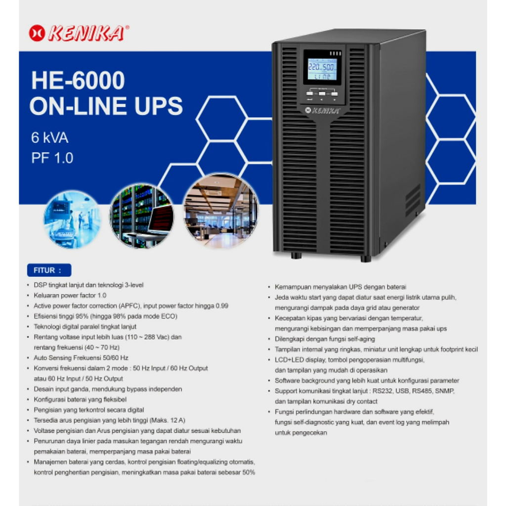 UPS Kenika HE 6000 6 KVA 6000 W True Online Sinewave UPS