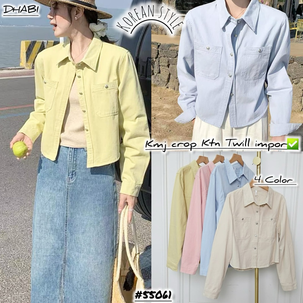 kemeja crop top lengan panjang