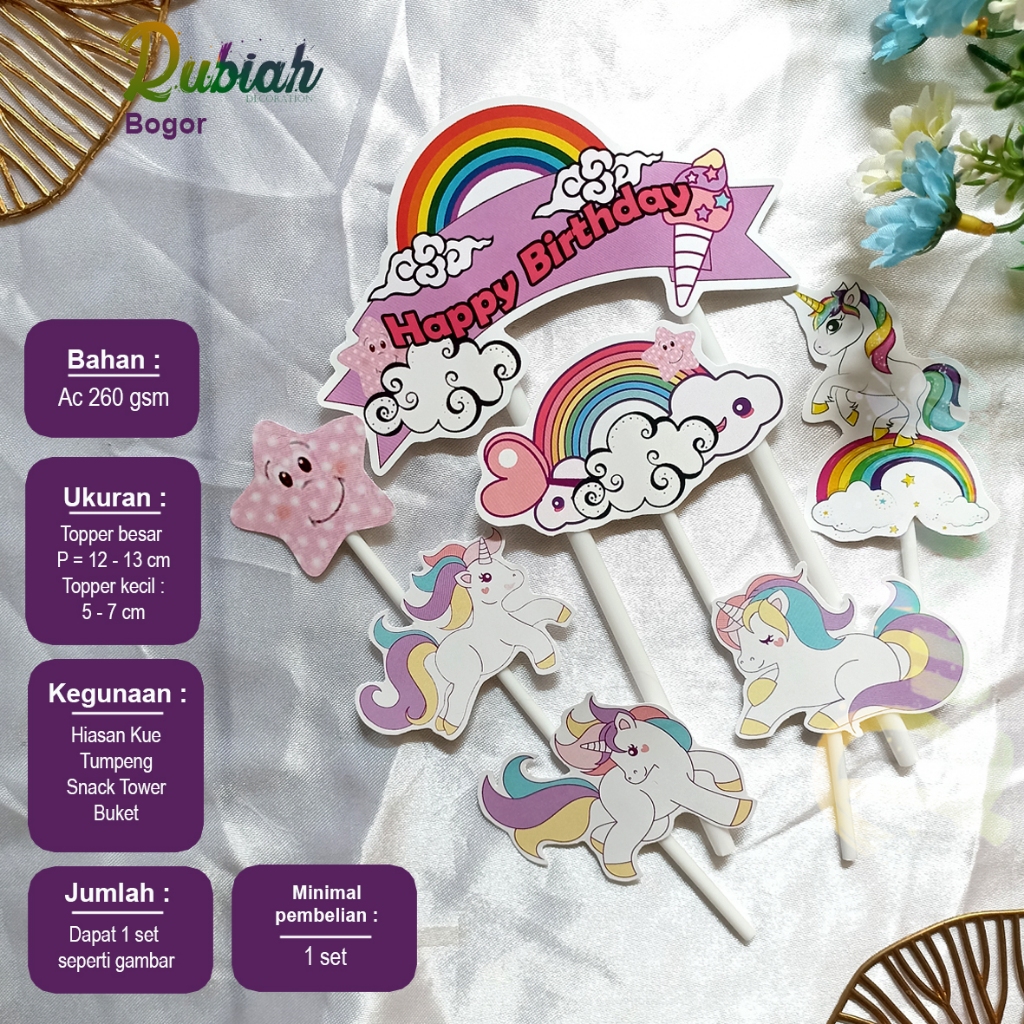 Rubiah grosir Cake topper Karakter Little Pony Unicorn Hiasan Kue Snack Tower tumpeng