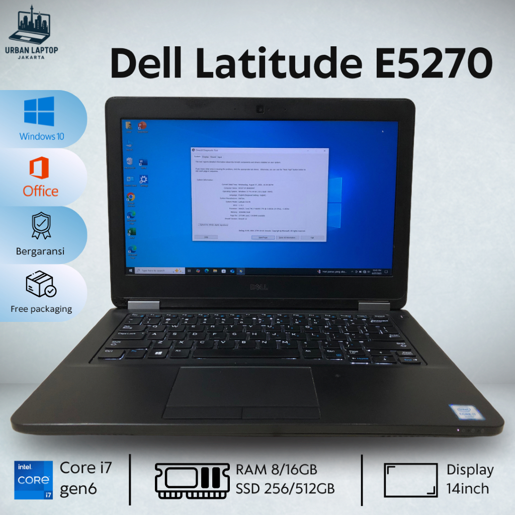 Dell Latitude E5270 Core i7 Gen6 16/512GB Garansi Toko 30 Hari Laptop Ringkas & Tangguh untuk Kerja 