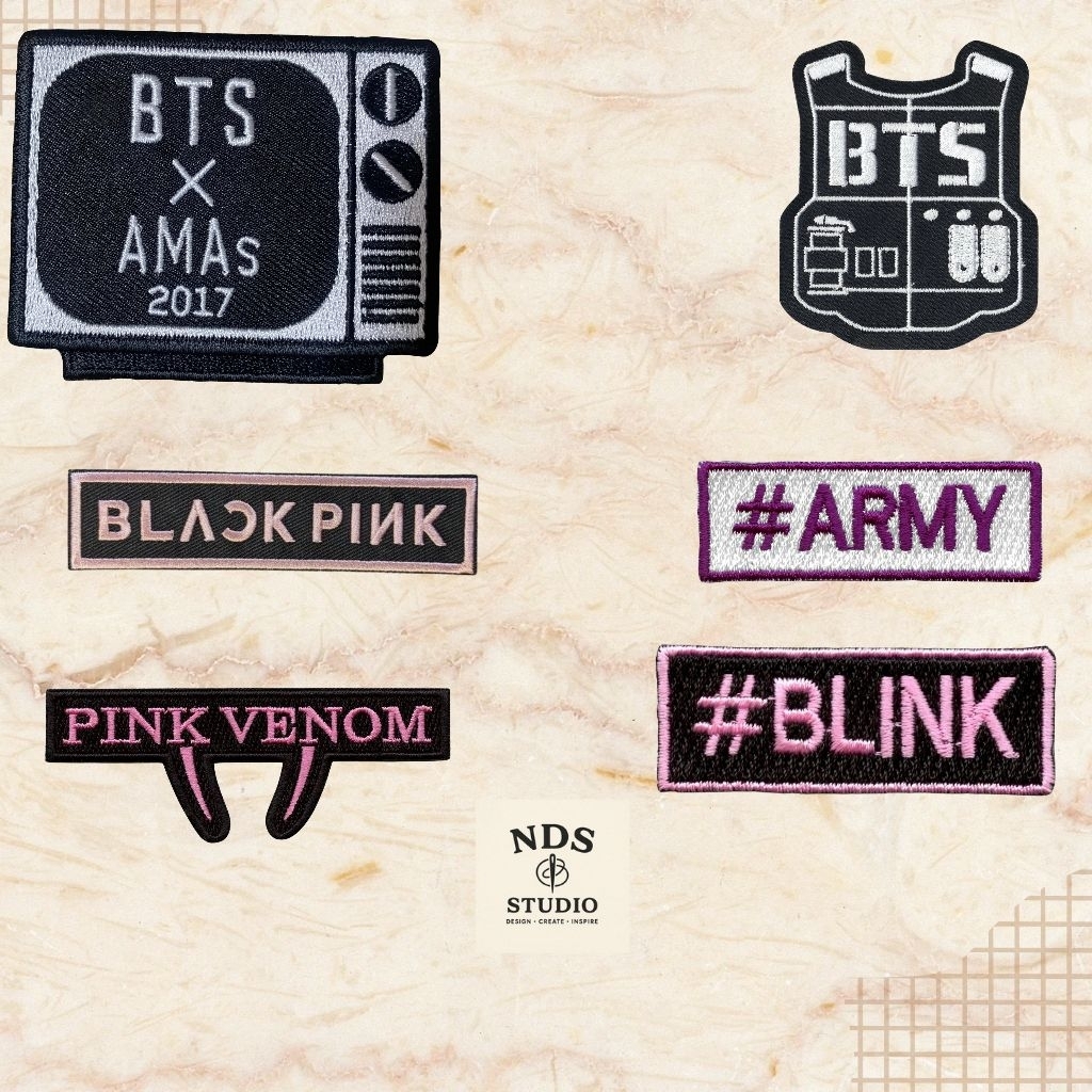 patch bordir Kpop BTS black pink