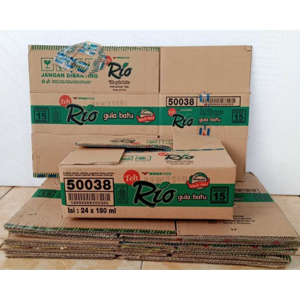 kardus bekas teh Rio, teh eco, Ale Ale, granita/kardus packing kirim random