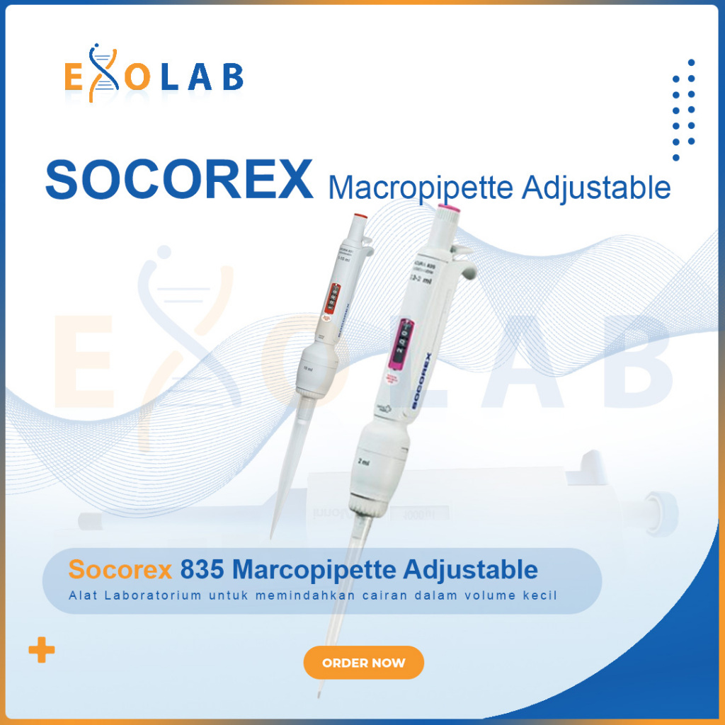 Pipet SOCOREX Acura 835 Macropipette Adjustable Volume 0,2 - 2 mL, 0,5 - 5 mL, 1-10 mL