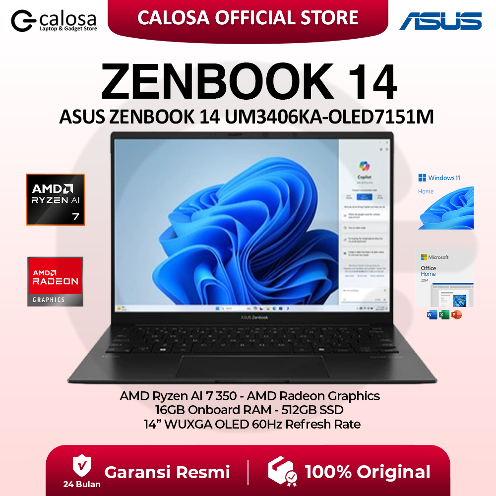 Asus Zenbook 14 UM3406KA-OLEDS7311M UM3406KA-OLED7151M Ryzen AI 7 350 32GB 1TB SSD 14'' 3K OLED 120H