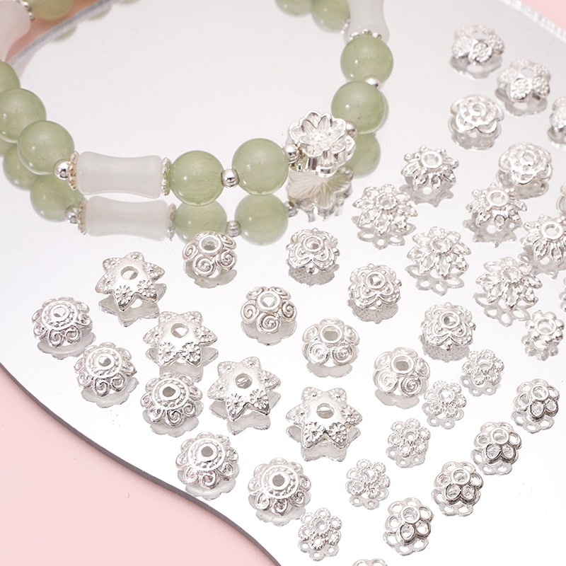 Spacer Bunga Perak Alloy untuk Aksesori DIY Kalung dan Gelang