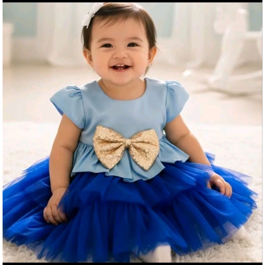 Gaun Dress anak rempel tile import premium 1-5 thn