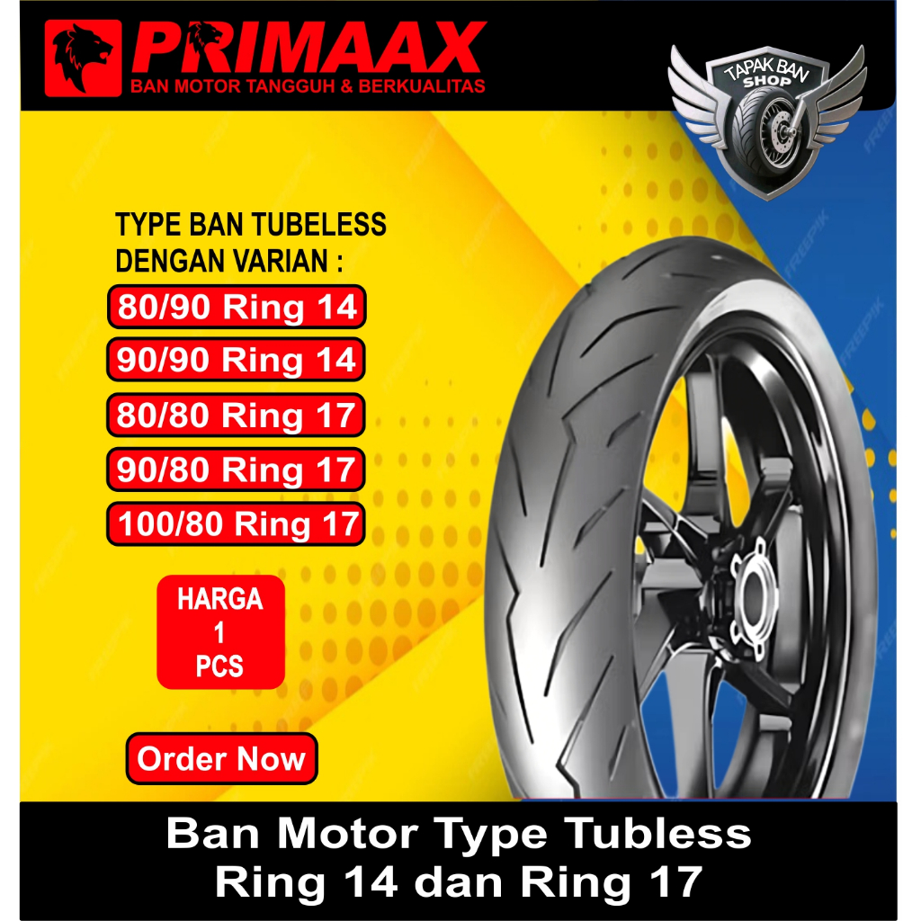 Promo Ban Motor PRIMAX Sk03 Tubles Ring 14 & 17 Baru dan Original