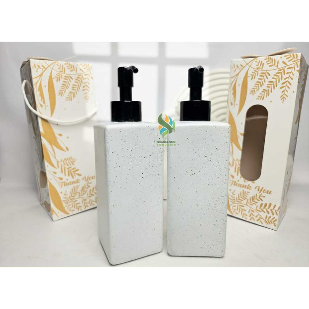 Botol Sabun Cair Aesthetic Refillable Multifungsi Minimalist Bottle Soap Dispenser Keramik Kotak Mot