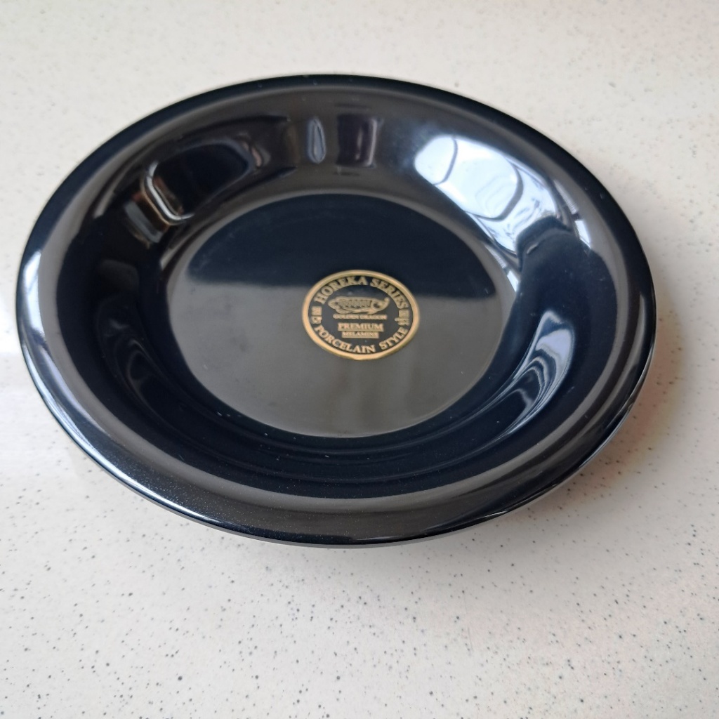Piring Lontong 6" Hitam Horeka Porcelain Melamine - Golden Dragon P6206
