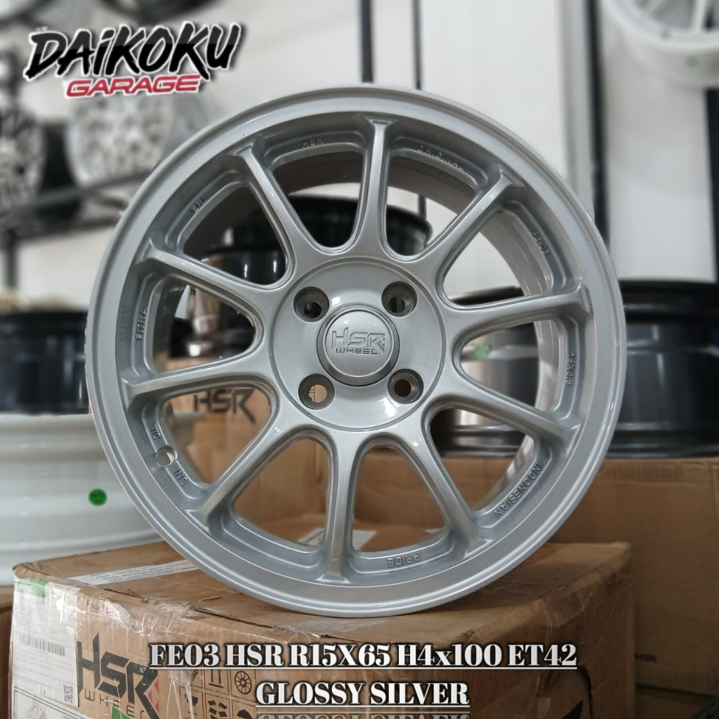 Velg | Pelang Mobil Ring 15 HSR fe03 PCD 4X100 Off-Set 42 Untuk Jazz Brio Yaris Baleno dll