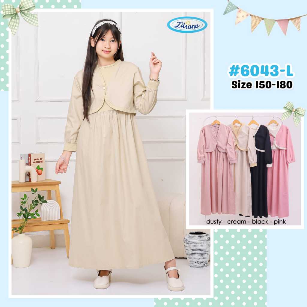Lilianakids Carla Gamis - Baju Set Atasan dan Rok Anak Perempuan