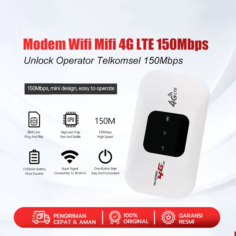 UORRIS MIFI MODEM WIFI 4G UNLOCK OPERATOR Perdana 150 Mbps 4G Portable Mobile WiFi USB Mobile WiFi M