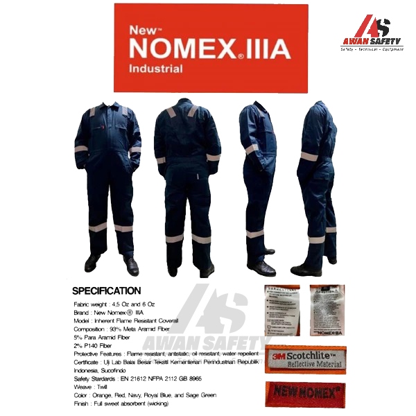 Wearpack Coverall Nomex IIIA Biru Dongker  Anti Api Bersertifikat / Wearpack NOMEX IIIA Flame Retard