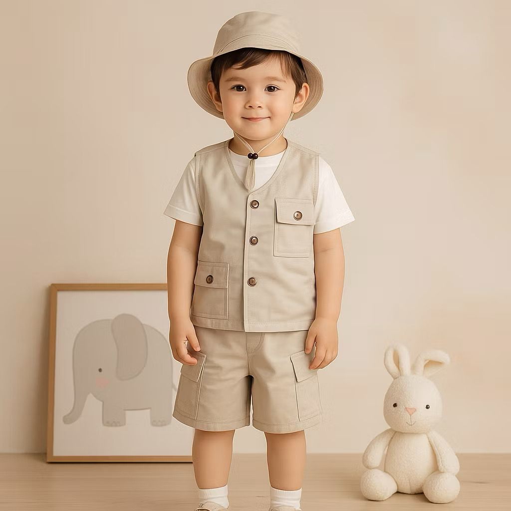 Satu Set Rompi Petualangan Safari Anak & Outfit Outdoor Kids Laki-Laki Perempuan