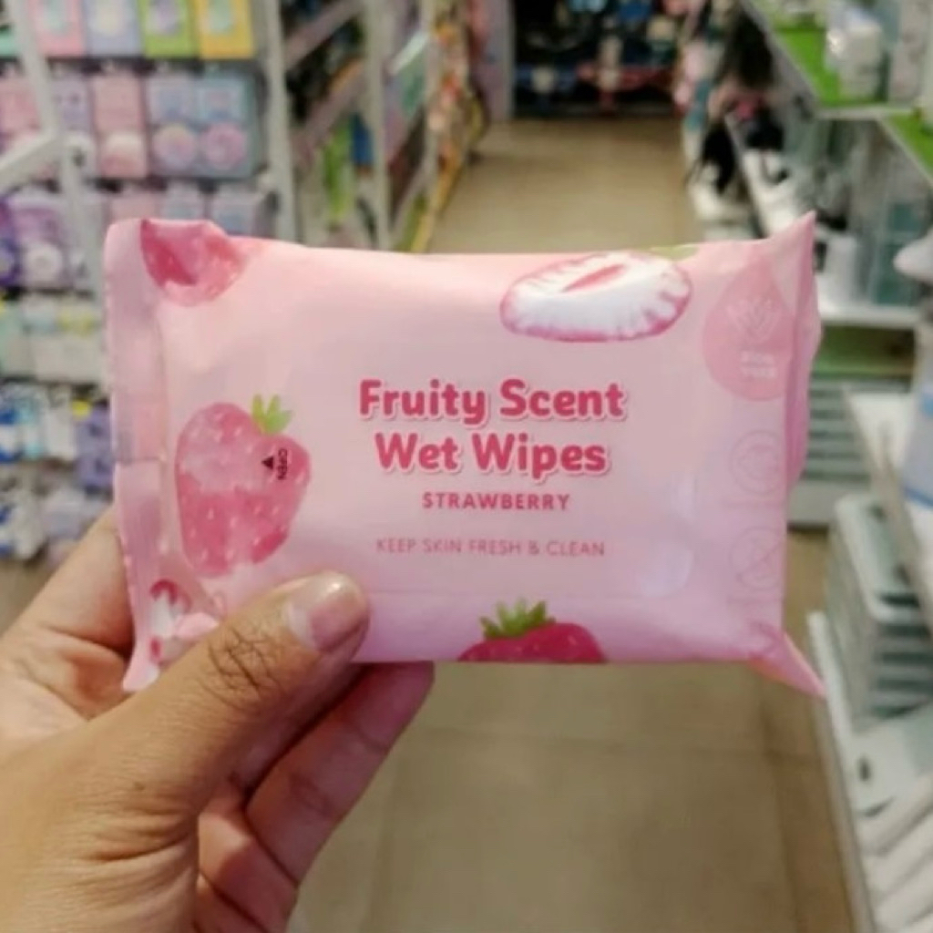 Tisu Basah MINISO Wet Wipes Fruity Scent Tissue Basah Aroma Strawberry Tisu Basah Aroma Peach