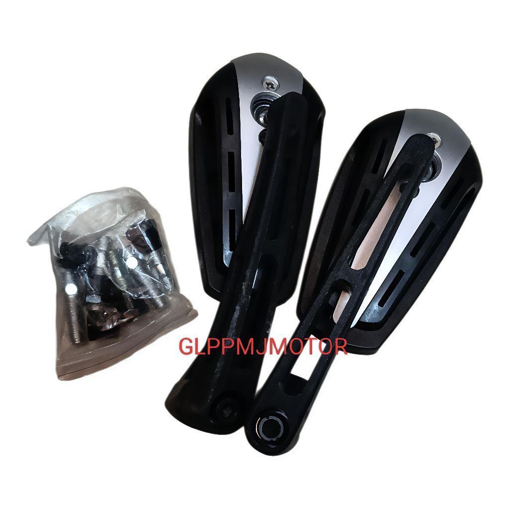 Spion Variasi Motor Ironman Silver Black Alevo Kaca Spion Arevo Koso Lipat Universal Untuk Semua Typ