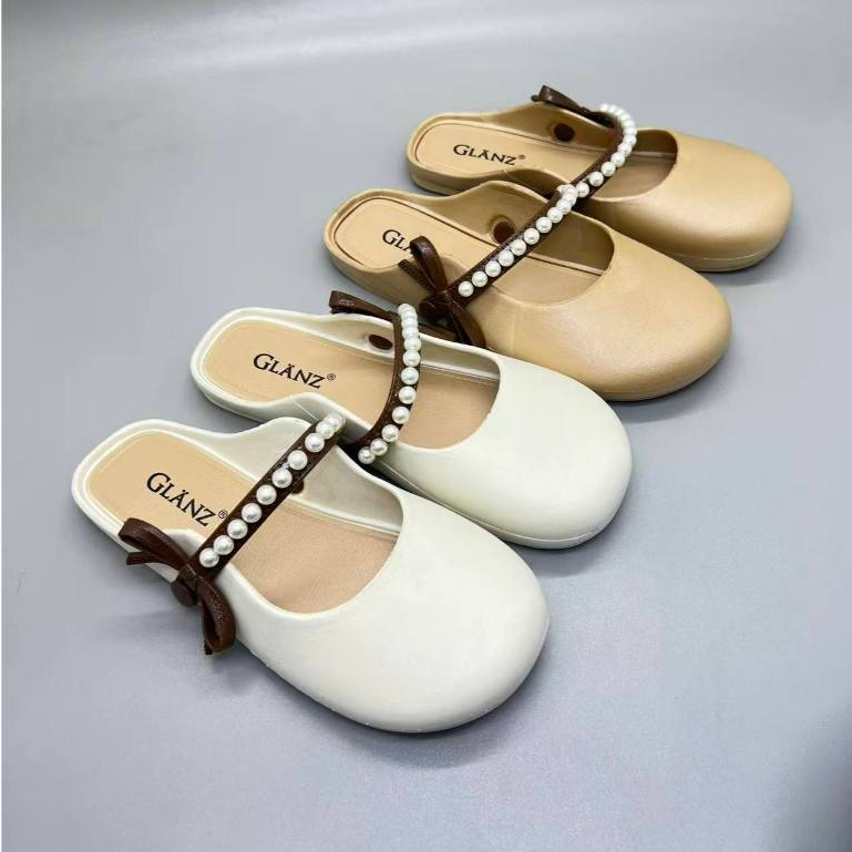Size 36-41 831-3 IMPORT Sandal Wanita Sandal Jelly Karet Wanita Sandal Selop Slip On Mutiara Pita