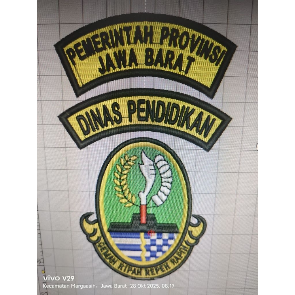 Logo pns Dinas pendidikan Daerah bordir Timbul