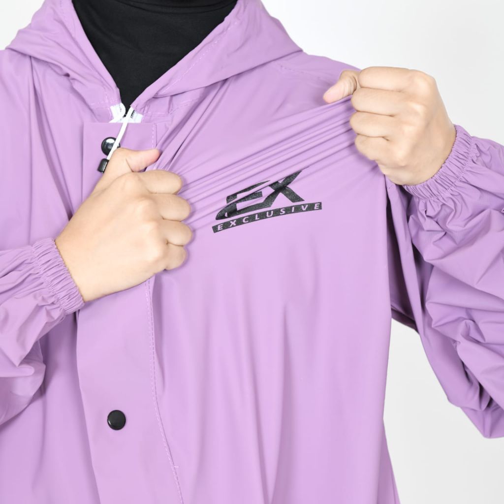 Jas hujan wanita gamis bahan PVC full pres jahit