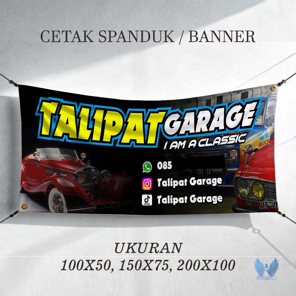Cetak Spanduk Banner shopee talipat garage Costom Desain