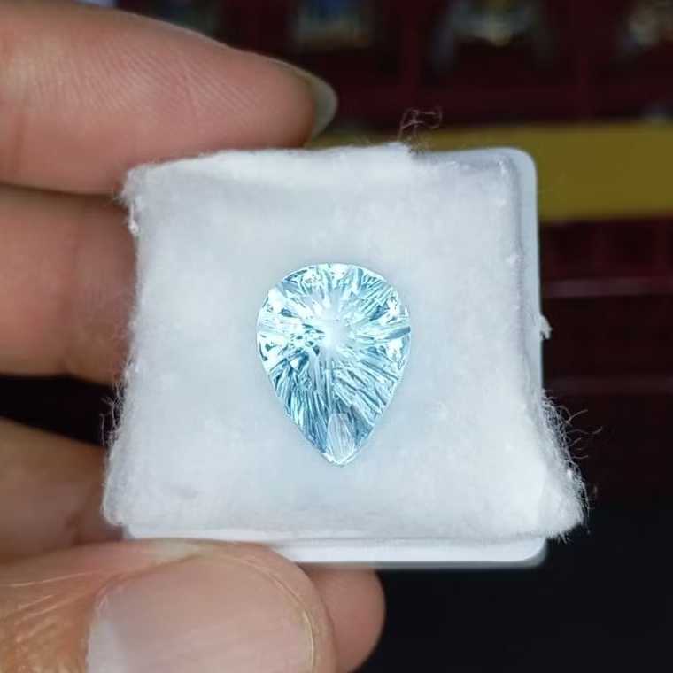 Batu permata natural blue topaz swiss + Memo GLI