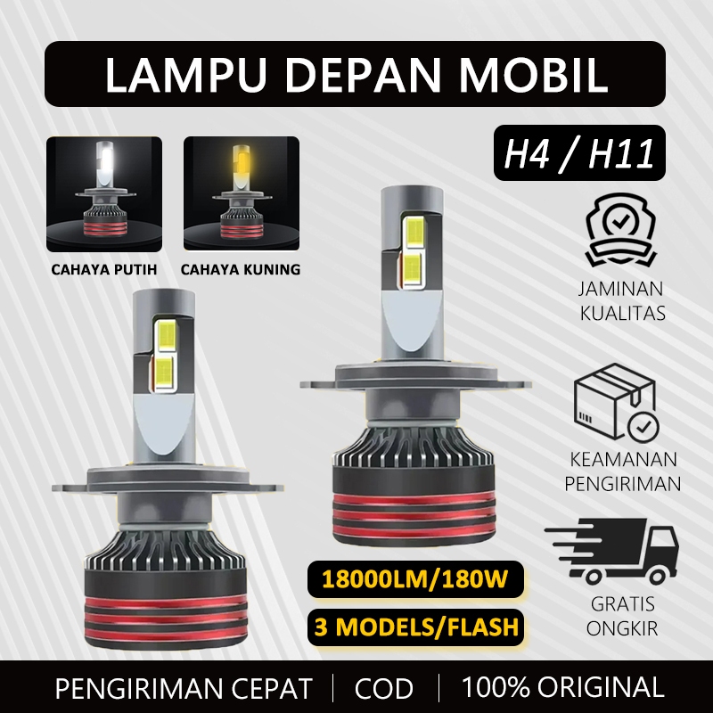 Lampu Depan Mobil LED H4 H11 Bohlam Utama Super Terang Putih Anti Air Pengganti Halogen