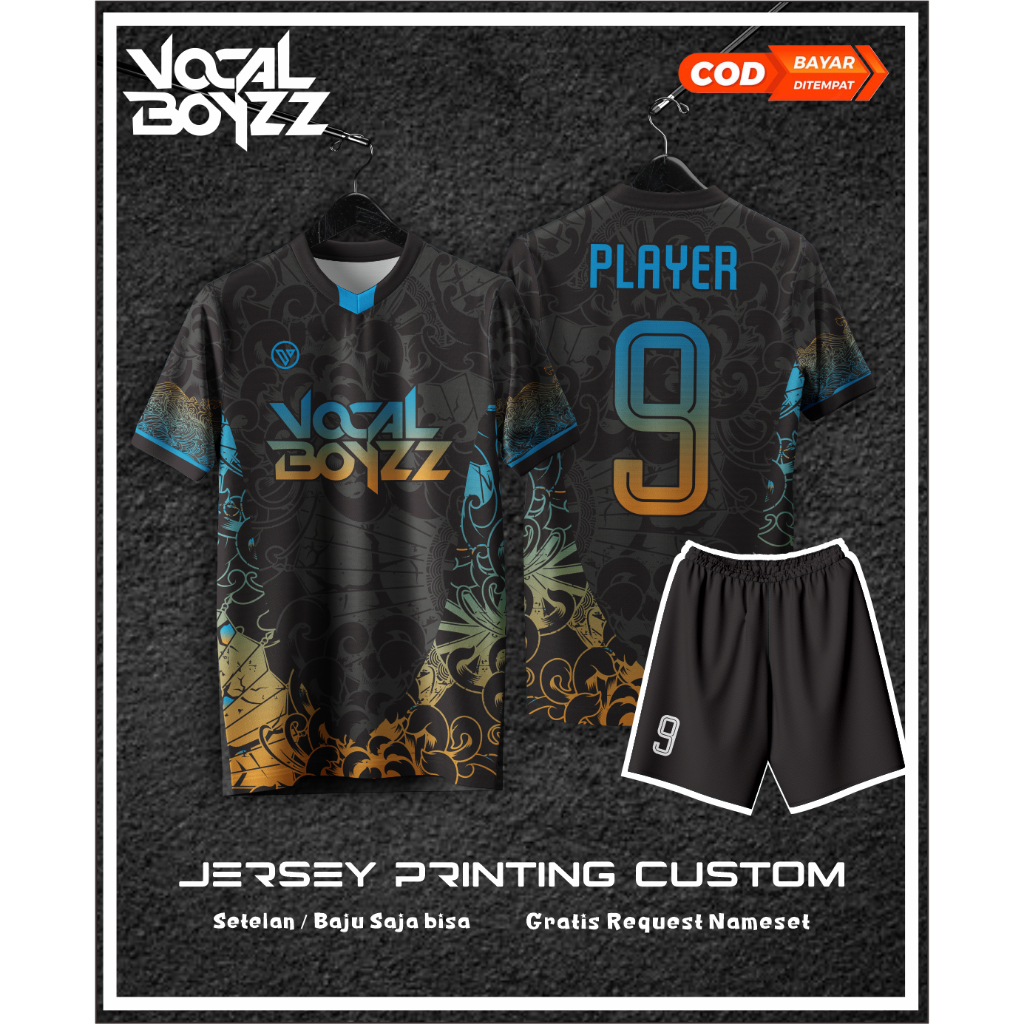 Jersey Futsal Baju Bola || Jersey Baju Voli Printing Custom Nama Nomor + Logo