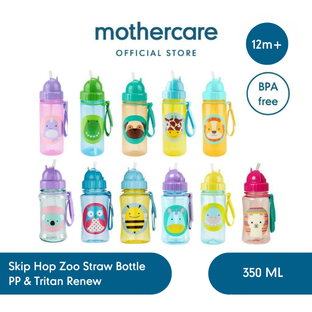 Skip Hop Zoo Straw Bottle PP & Tritan Renew - Botol Minum Anak Sekolah
