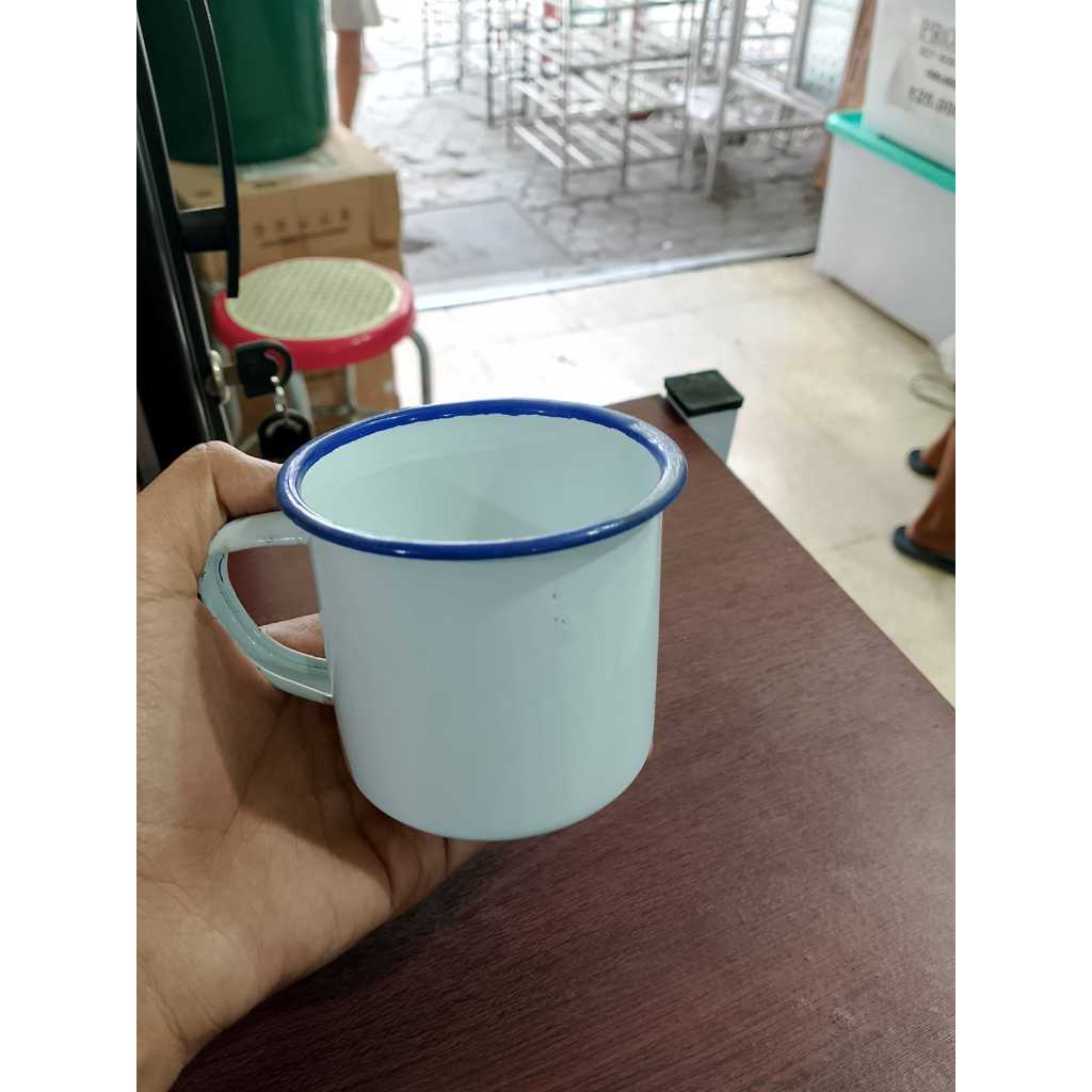 CANGKIR ENAMEL PUTIH / MUG ENAMEL PUTIH KECIL ( TANPA TUTUP )