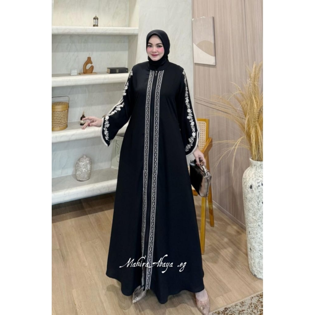 MAHIRA ABAYA ABAYA HITAM ABAYA BORDIR SIZE JUMBO