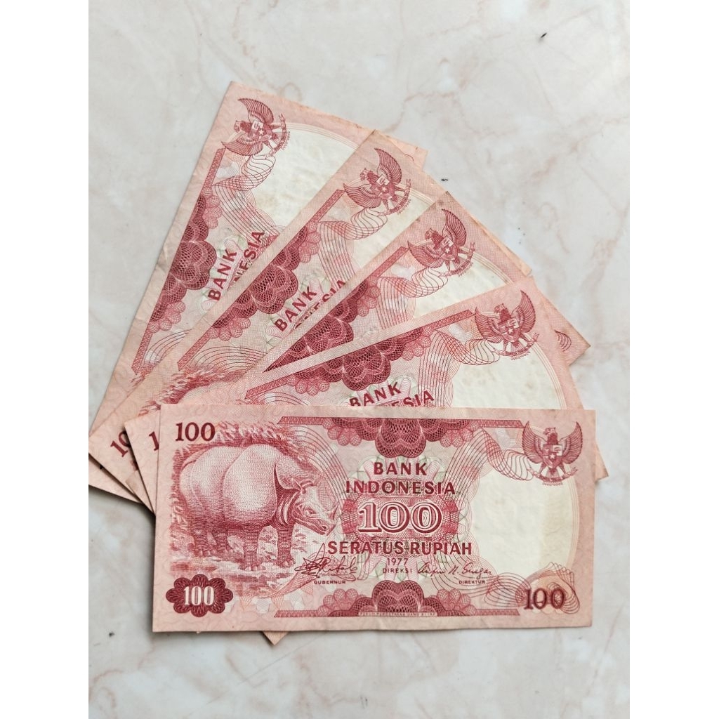 Uang Kuno rp100 atau 100 badak thn 1977