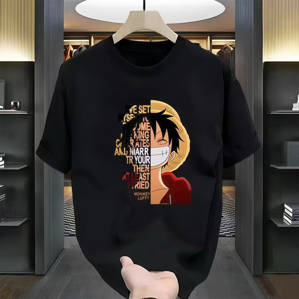 (COD)Kaos Anime One Piece Sablon Warna Kekinian, Baju Streetwear Pria Tahan Lama