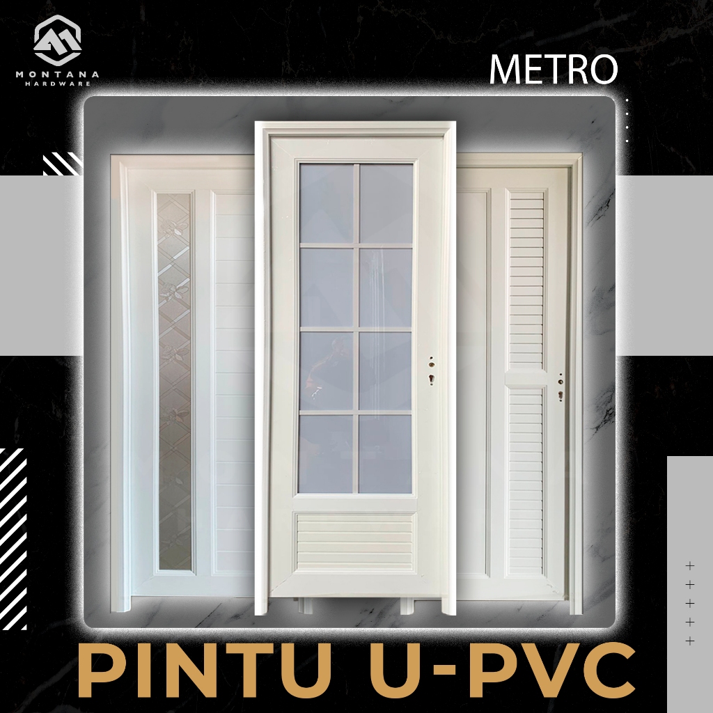 Pintu Kamar Mandi UPVC / Pintu Kamar / Pintu Rumah / Pintu Kaca UPVC Kaca METRO Ukuran Standard 70x2
