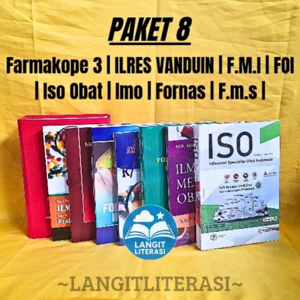 PAKET 8 BUKU FARMASI TERLARIS ( FARMAKOPE 3 | ILMU RESEP VANDUIN | F.M.I | FOI | F.MS | FORNAS | IMO