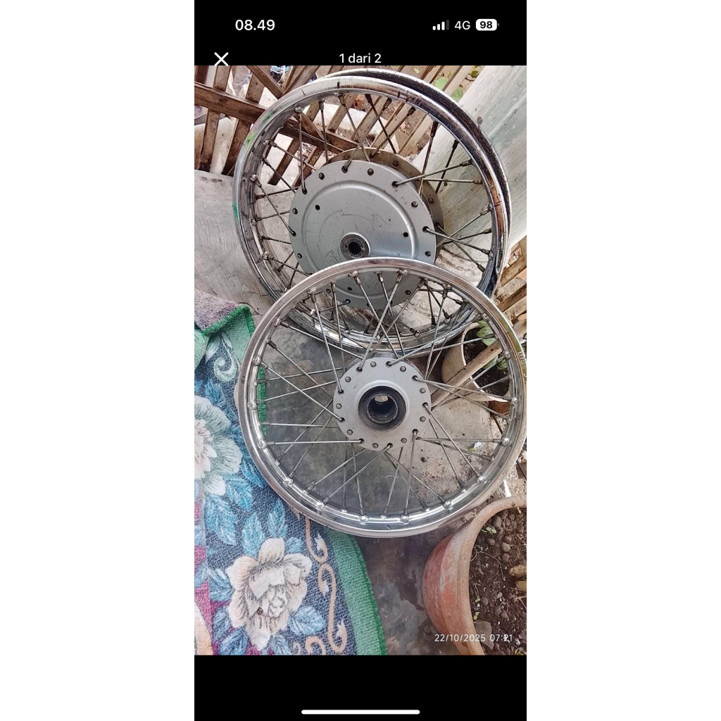 velg pelg veleg set tromol tromel depan belakang ruji jari Yamaha Mio original