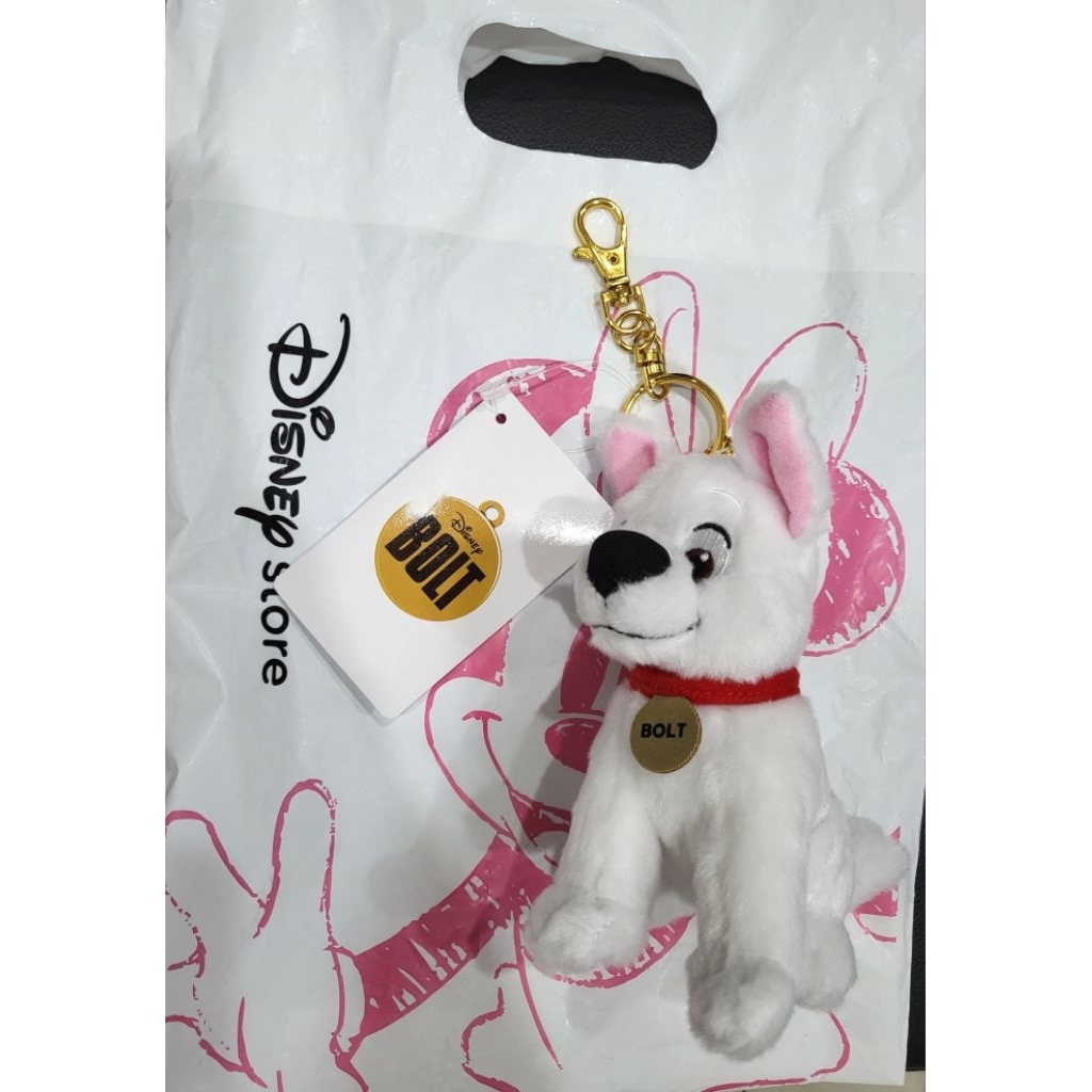 Boneka anjing BOLT Disney Store Plush Keychain