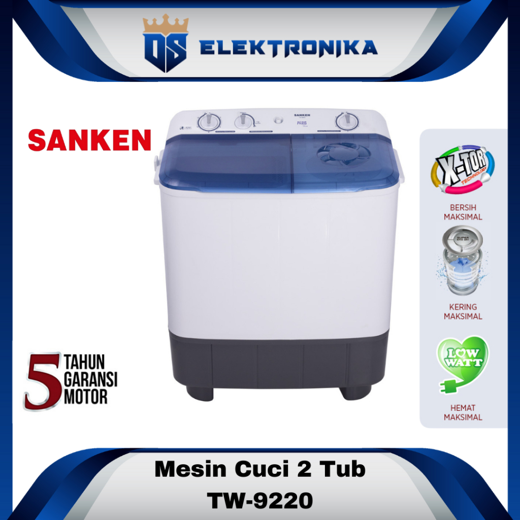 SANKEN TW-9220 BU/VL Mesin Cuci 2 Tabung 9 Kg