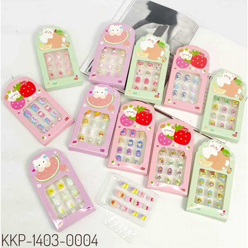 nail art kecil kuku palsu set + lem anak dewasa nail art fake nail pita lucu