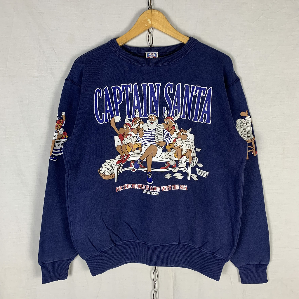 Vintage Captain Santa Cartoon Sweatshirt Crewneck