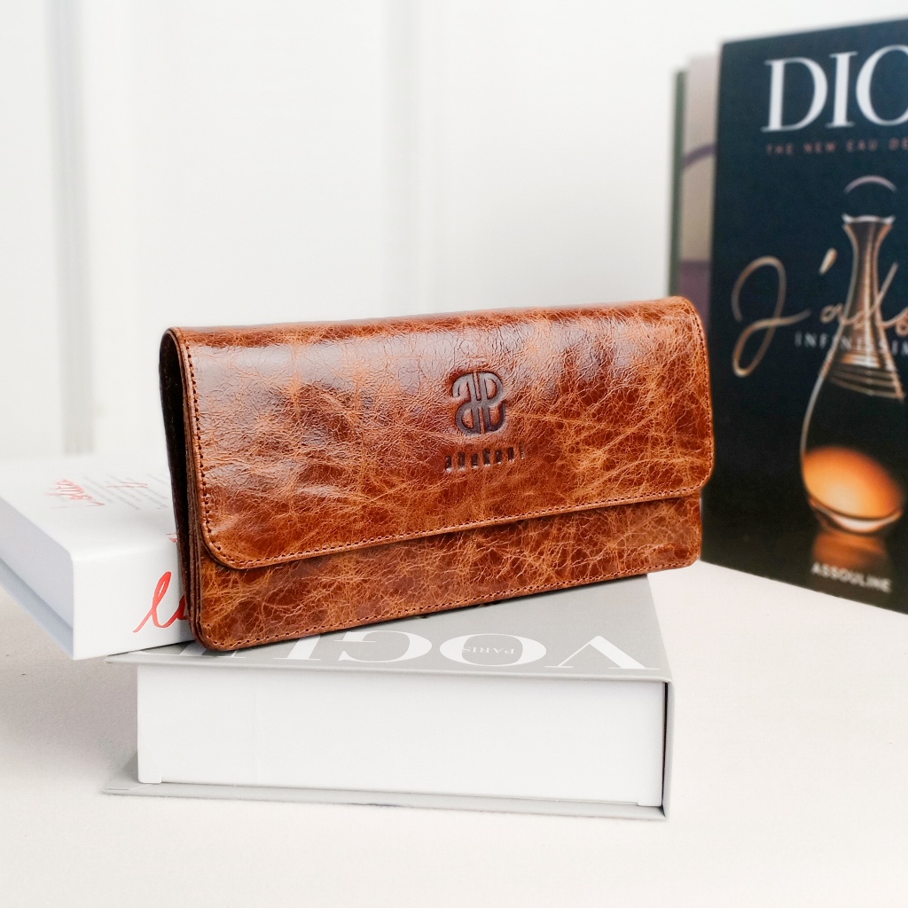 Dompet Kulit Wanita Dompet panjang Lipat Abekani Safine Wallet
