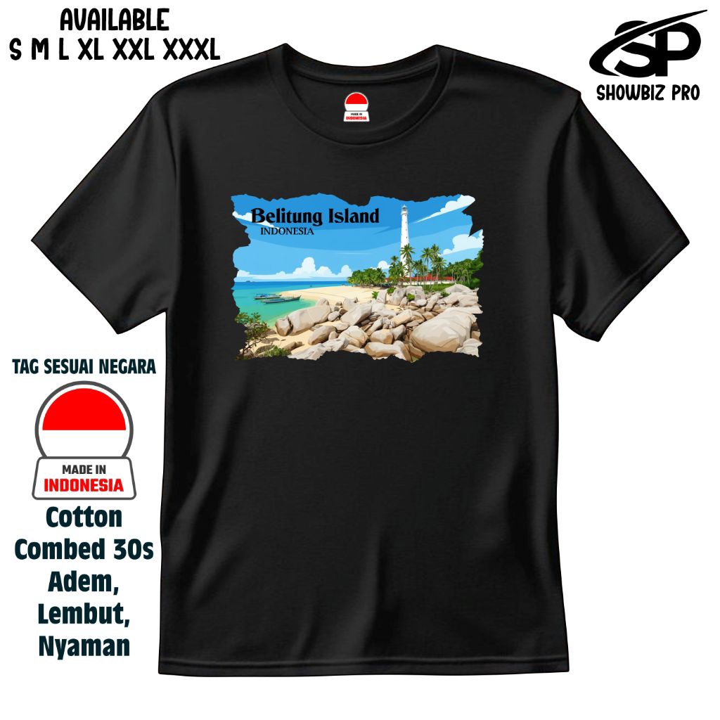 Baju Kaos Oleh Oleh Belitung T-shirt Distro Souvenir Pulau Belitung Untuk Pria Wanita Bahan Katun Co