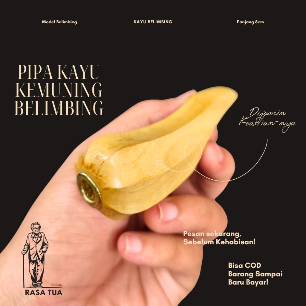 Pipa Padud Once Cangklong Kayu Kemuning – Model Belimbing Panjang 8cm Elegan & Nyaman Dipakai