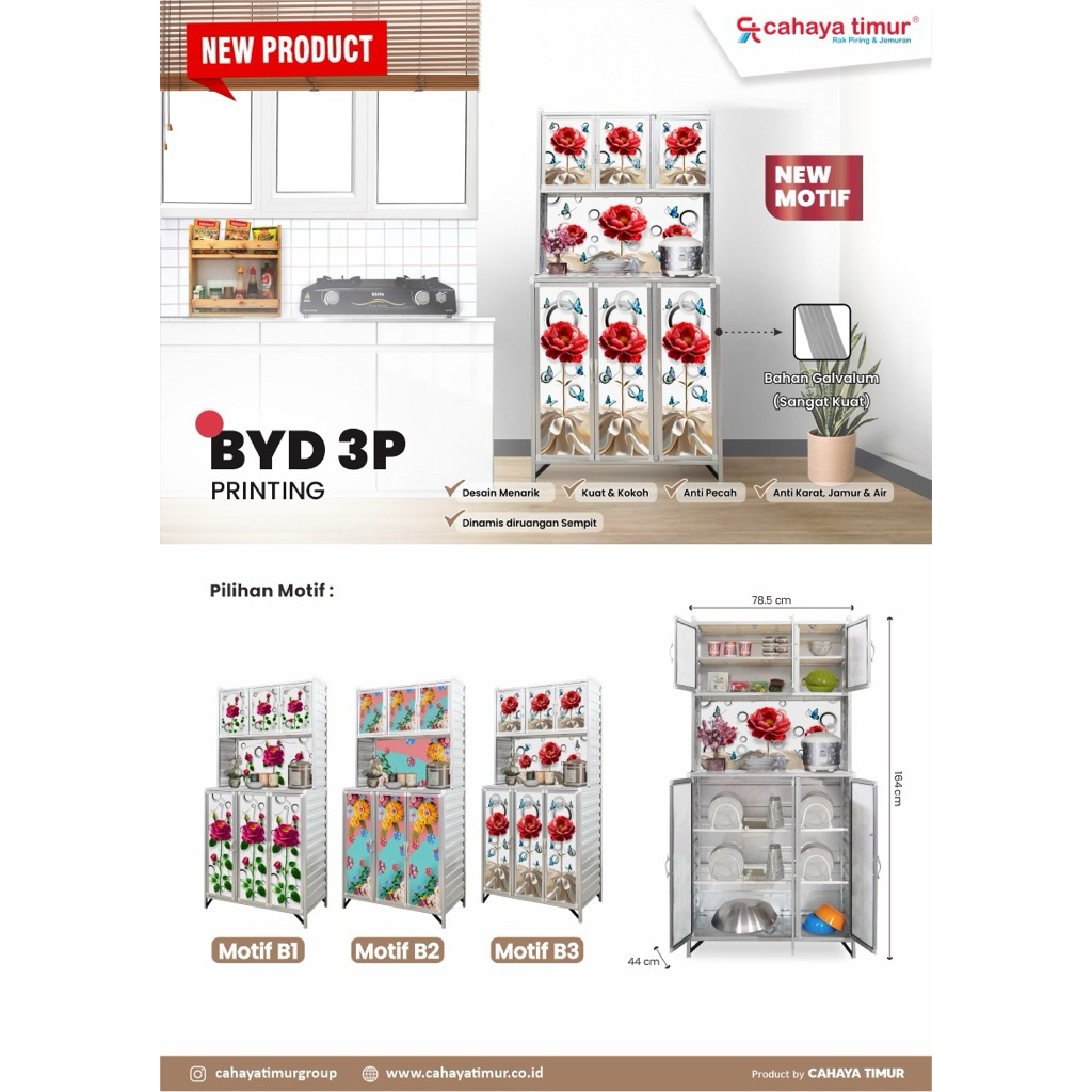 Rak piring aluminium 3 pintu