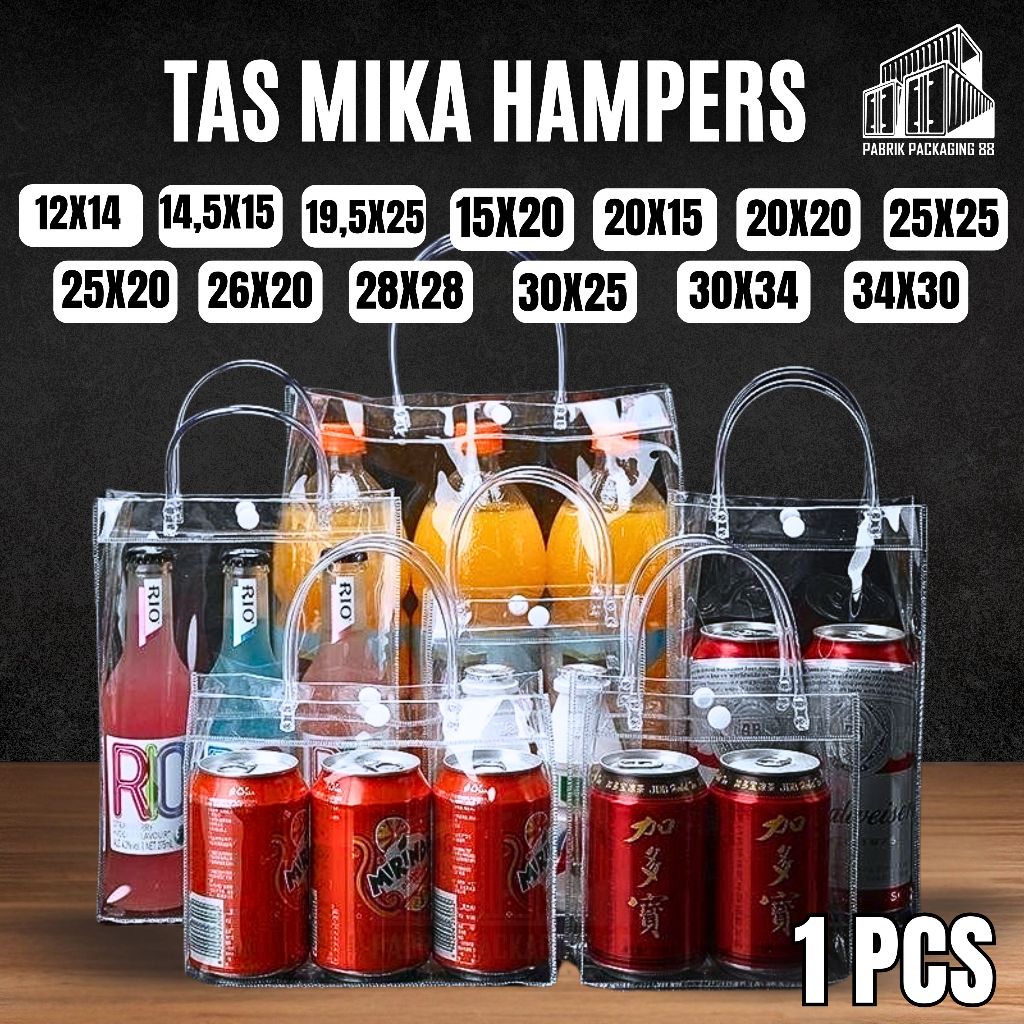 Tas Mika PVC Transparan Goodie Bag Souvenir Hampers Ultah Pernikahan Tote Bag Clear Elegant